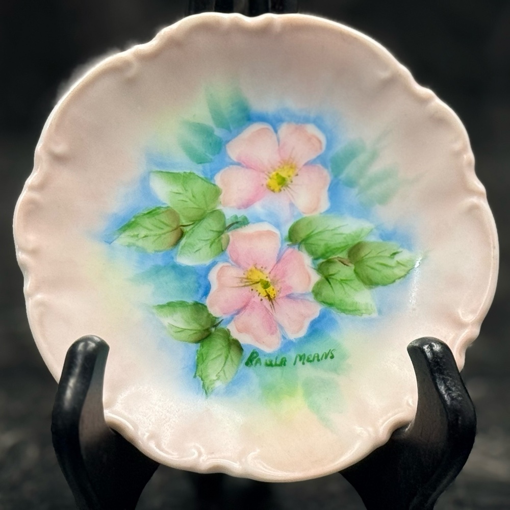 Decorative Floral Hand Painted Plate by Paula Means